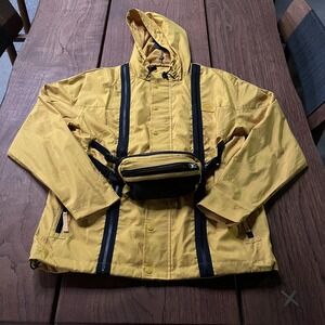 Cookies Jacket Mens Small Yellow Hooded Windbreaker Removable Fanny Pack